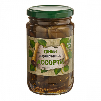 Грибы маринованные, ассорти, 350 мл