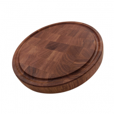 ДР-3-2 Золотой кот Доска разделочная торцевая из дуба темная D295_40мм (3)